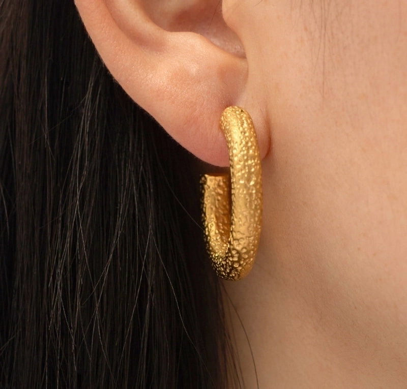 1 Pair IG Style Minimalist C Shape Plating 304 Stainless Steel Titanium Steel 18K Gold Plated Earrings