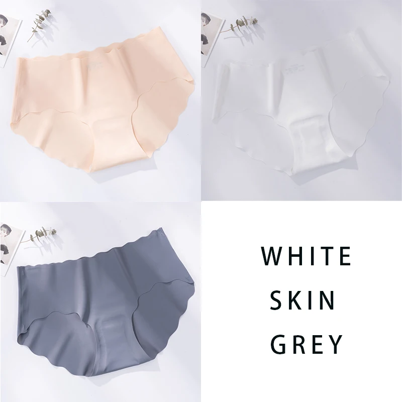 Bayuyun 3PCS/Set Seamless Panties Women Sexy Underwear Ice Silk Underpants Low Waist Female Soft Solid Ultra-thin Briefs