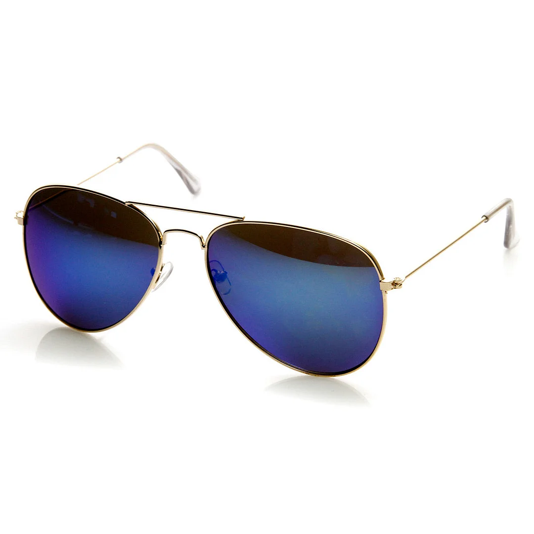 Classic Gold Frame Color Mirror Lens Aviator glasses 60mm