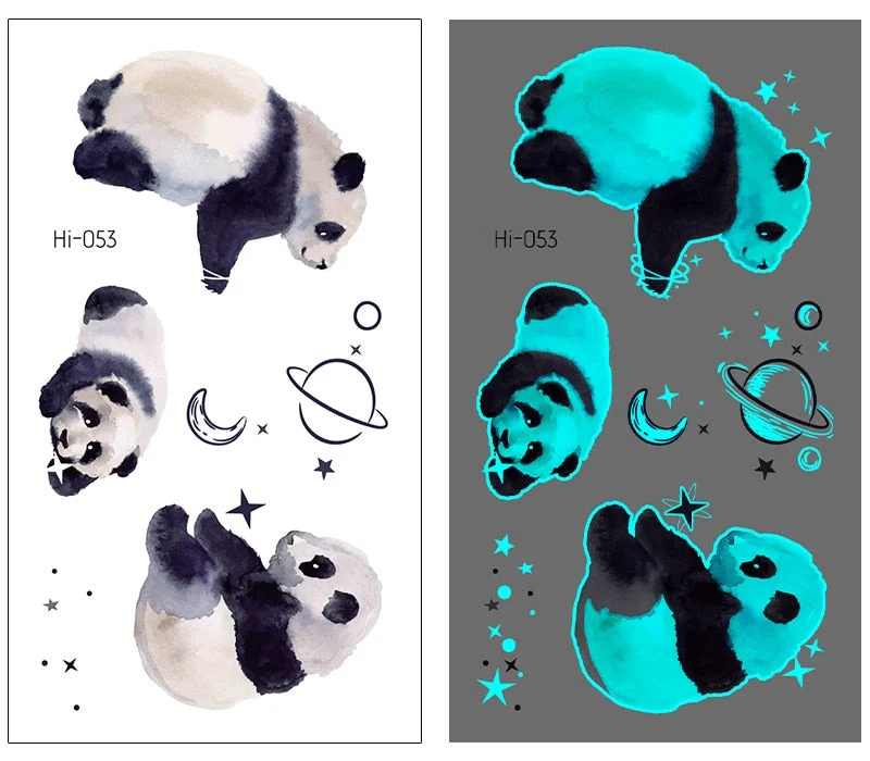 Luminous Tattoo Stickers Temporary Lovely Cat Star Rabbit Snake Animal Festival Party Glowing Cool Face Tatoo for Men Women