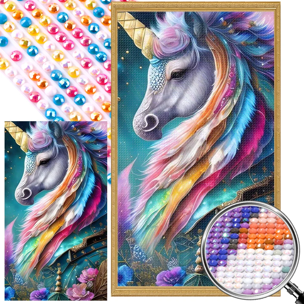 AB Diamond Painting - Full Round - Rainbow Unicorn(45*45cm)-1067335