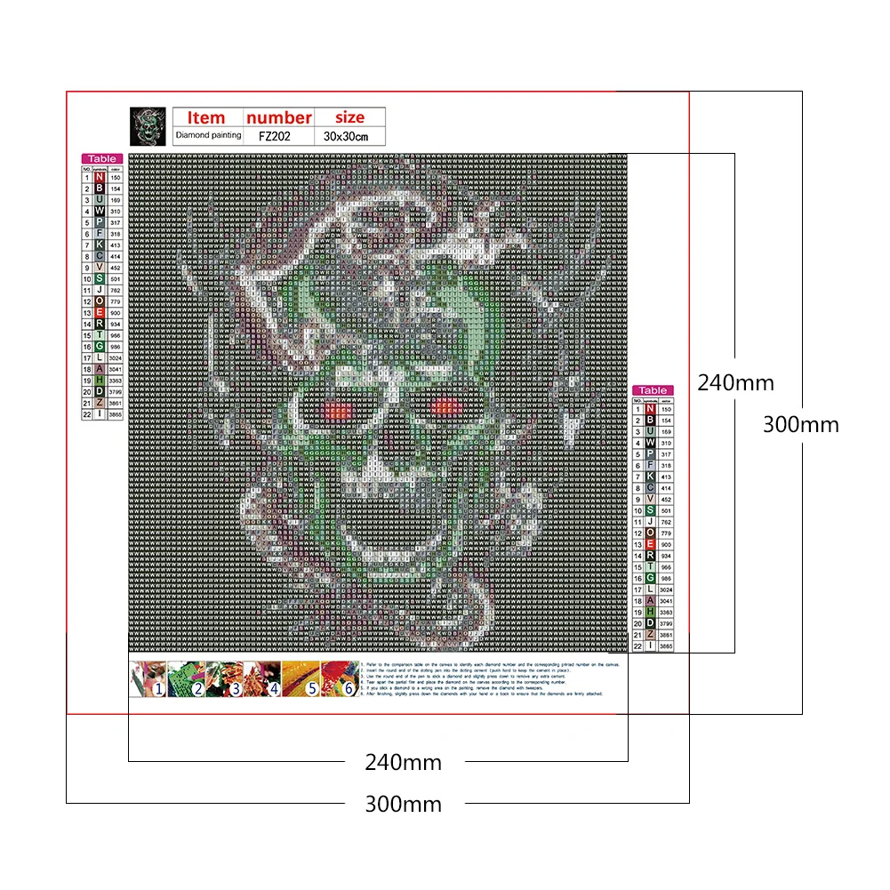 5D DIY Diamond Painting Skull Dragon Full Square Drill Mosaic Picture Craft