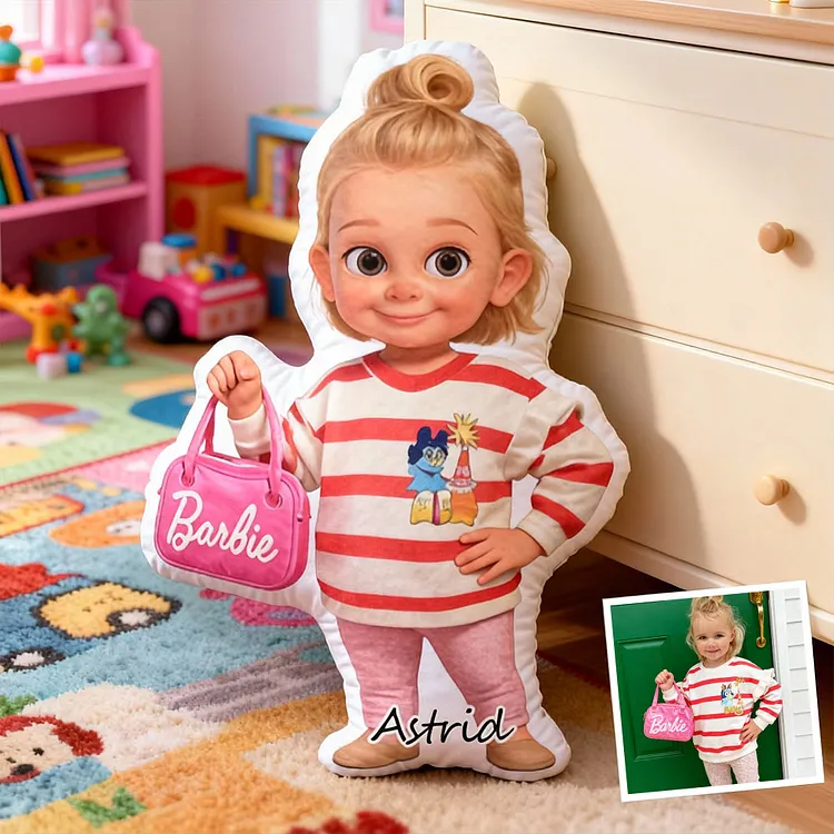Custom Cartoon Doll Pillow &ndash; Personalized Doll That Looks Like You | Mini Me Pillow With Face & Name For Kids For Family