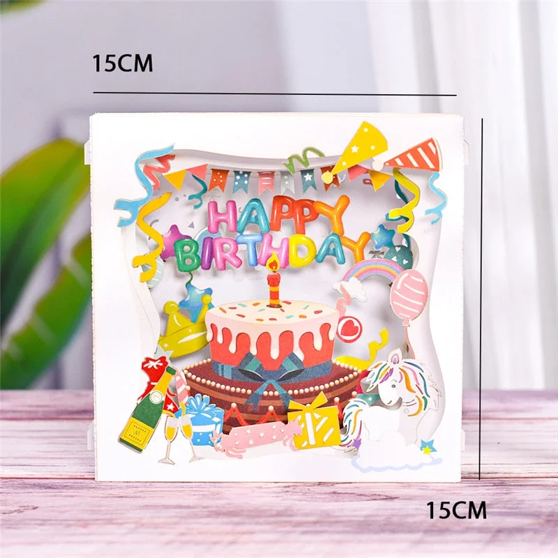 10 Pack Happy Birthday Card for Wife Mom Dad Kids Pop-Up Birthday Gift 3D Greeting Cards