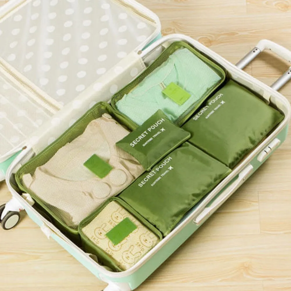 2020 Hot Selling 6Pcs Travel Clothes Storage Waterproof Bags Portable Luggage Organizer Pouch Packing Cube 8 Colors Local Stock