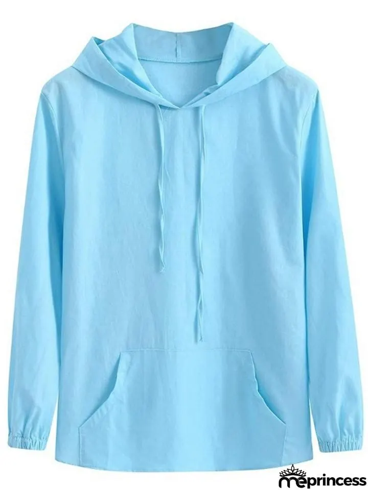 Casual Cotton Linen Long&nbsp;Sleeve Mens Lightweight Hoodie