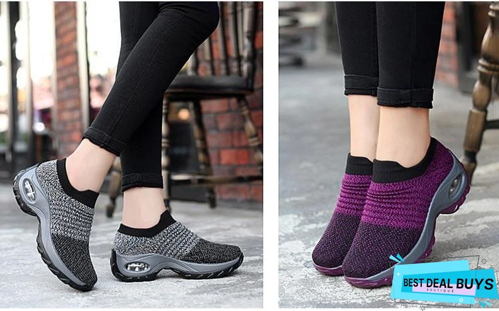 Women Breathable Mesh Slip-On Air Cushion Casual Sneaker Shoes