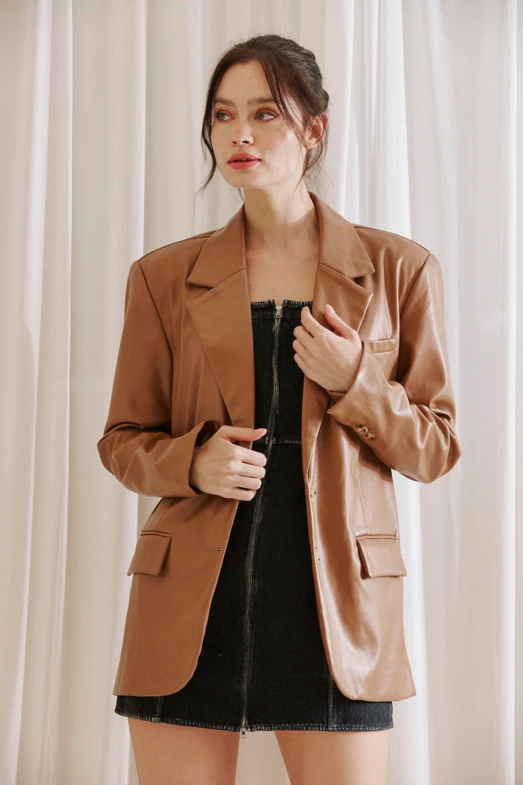 Cassandra Faux Leather Oversized Blazer