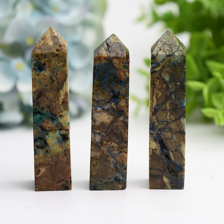 3.0"-4.0" Azurite Grow with Malachite Stone Crystal Point