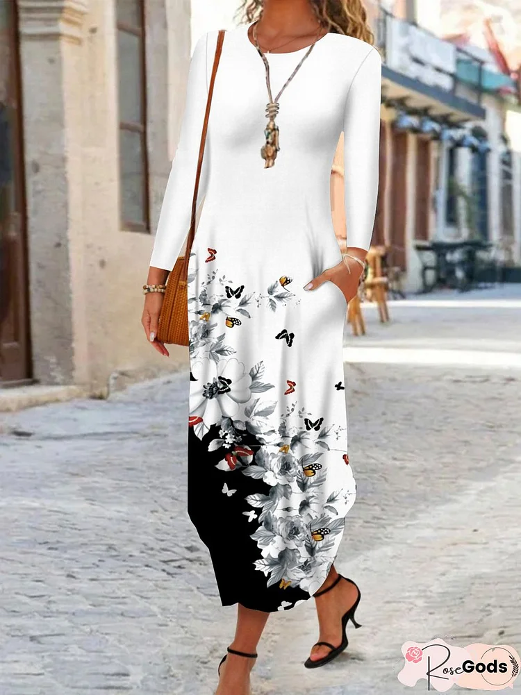 Casual Floral Jersey Dress