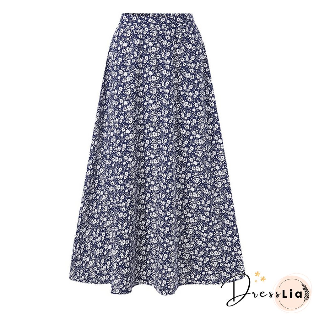 Women Elegant Floral Skirt A-Line Holiday Casual Loose Long Skirts