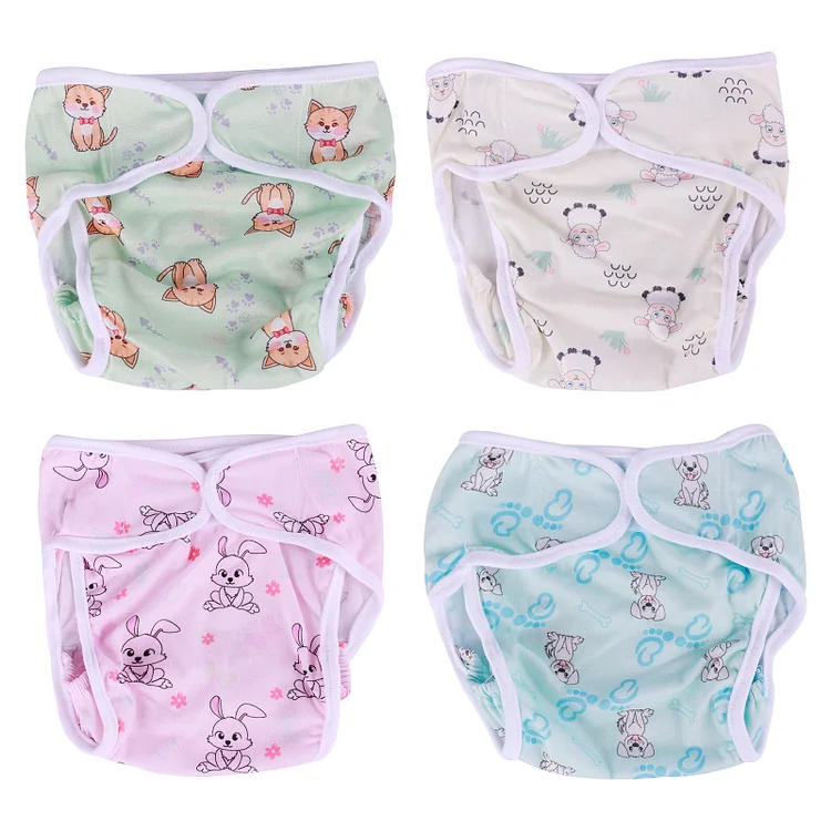 17"-22" Animal Diaper Clothes 4-Pieces Set Clothing Accessories🐇🐕🐱🐏 Rebornartdoll® RSAW-Rebornartdoll®