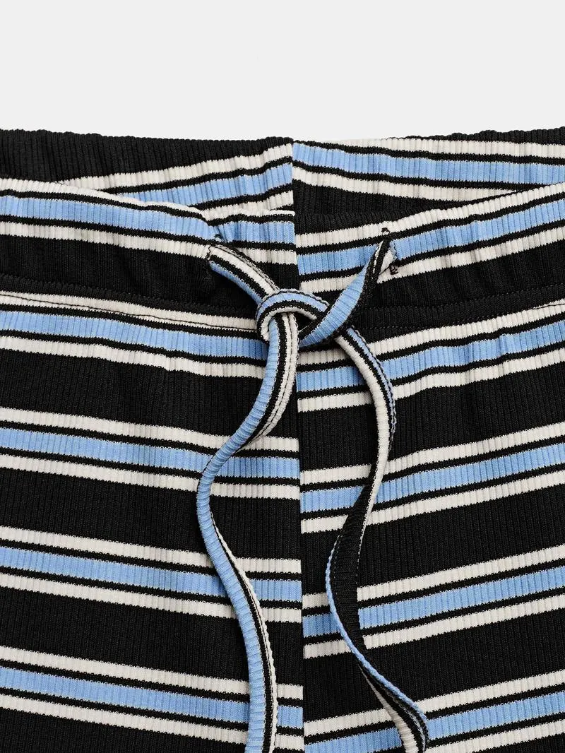 Women's Casual Colorblock Striped Long Sleeve Top & Loose-Fit Pants Set, Perfect for Holidays, Commuting, Daily Wear Women's Casual Colorblock Striped Long Sleeve Top & Loose-Fit Pants Set, Perfect for Holidays, Commuting, Daily Wear
