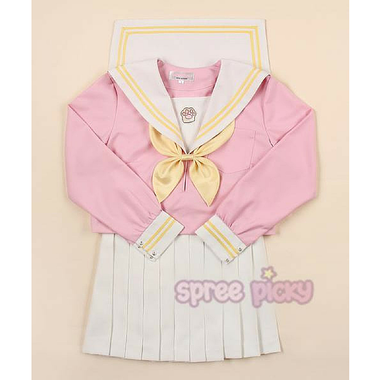 Pinky Cat Paw Uniform Seifuku Top/Skirt/Bow SP165042