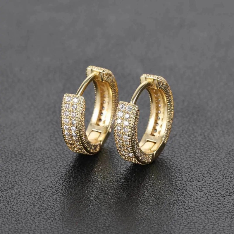 1 Pair Hip-hop U Shape Inlay Copper Rhinestones Earrings