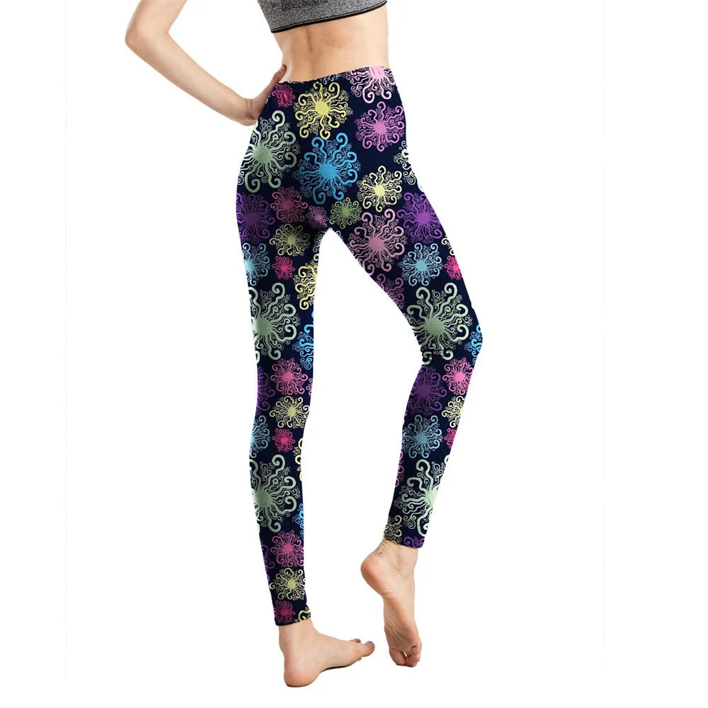 Uveng Milk Silk Printed Abstract Letter Cropped Leggings