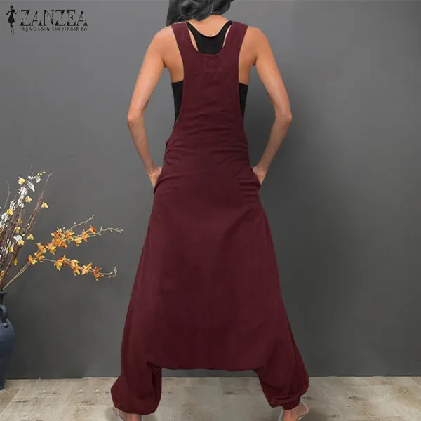 Women Sleeveless Baggy Long Vest Jumpsuits Playsuits Romper Pants Plus Size