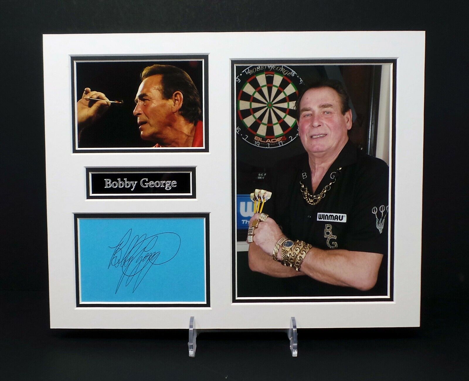 Bobby GEORGE Signed Mounted Photo Poster painting Display AFTAL RD COA The King of Darts Player