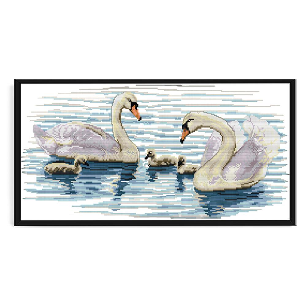 

White Swan - 14CT Stamped Cross Stitch - 54*30cm, 501 Original