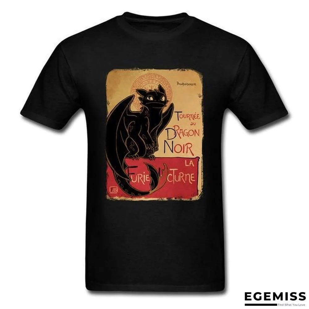 Summer Men's Black Dragon T-shirt Toothless Tops Cotton T-shirts | EGEMISS