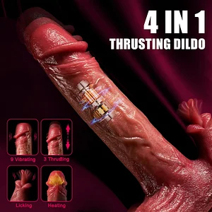 8.7 Inches Heating & Licking Realistic Dildo Vibrator With 3 Thrusting Modes