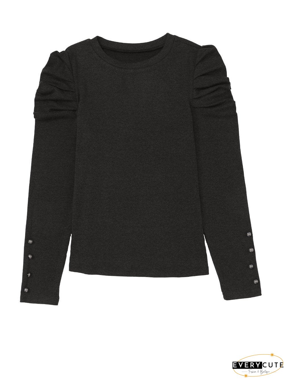 Chic Black Button Accent Sheath Top