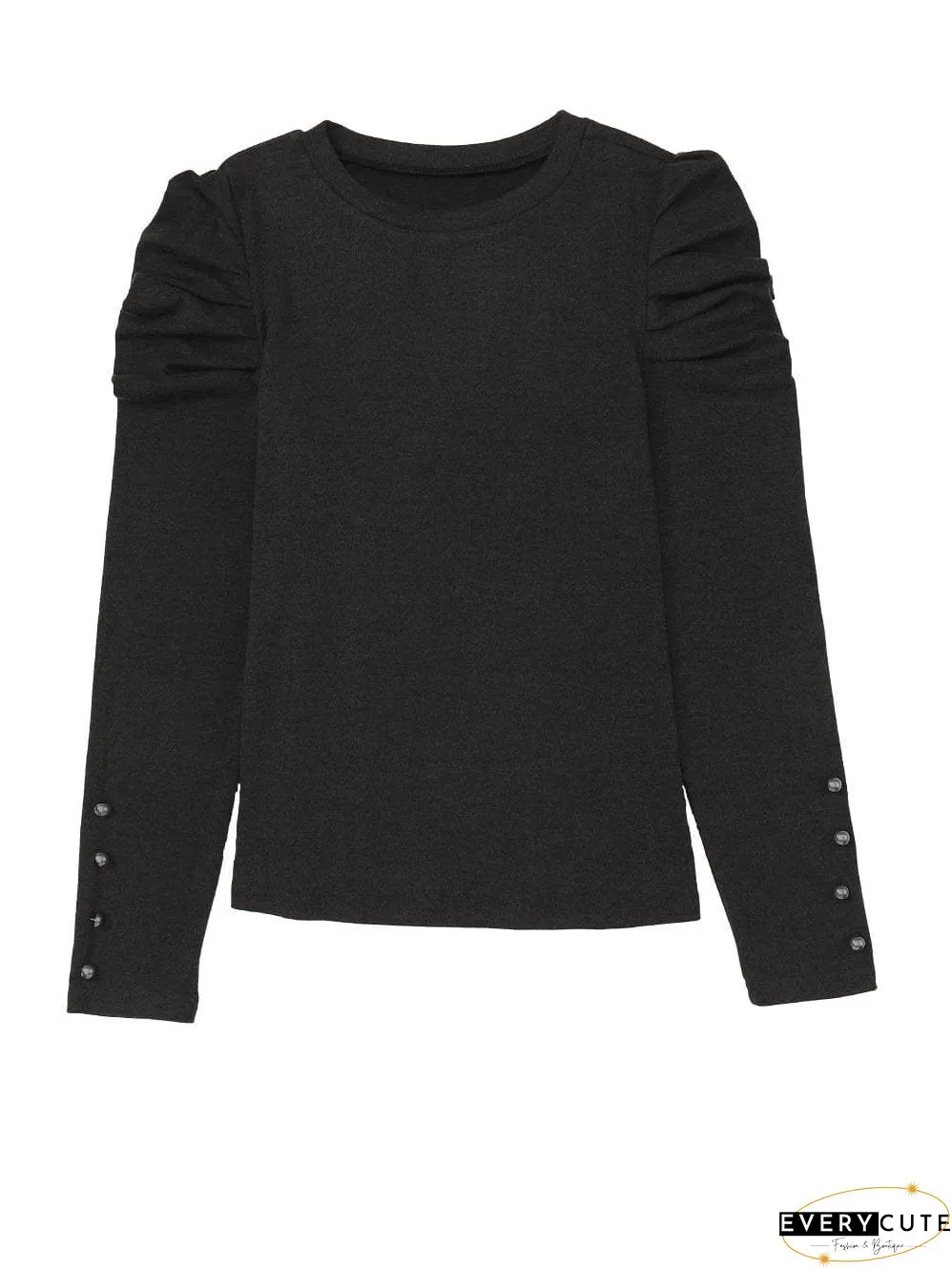 Chic Black Button Accent Sheath Top