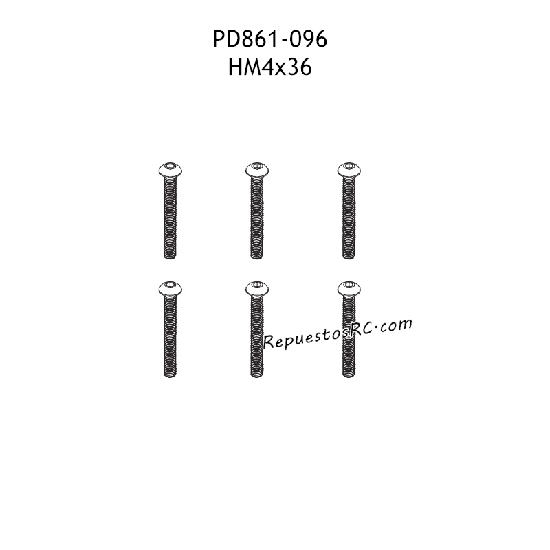 PD RACING TK10 Piezas Piezas HM4x36 Tornillo Hexagonal con Cabeza en B PD861-095