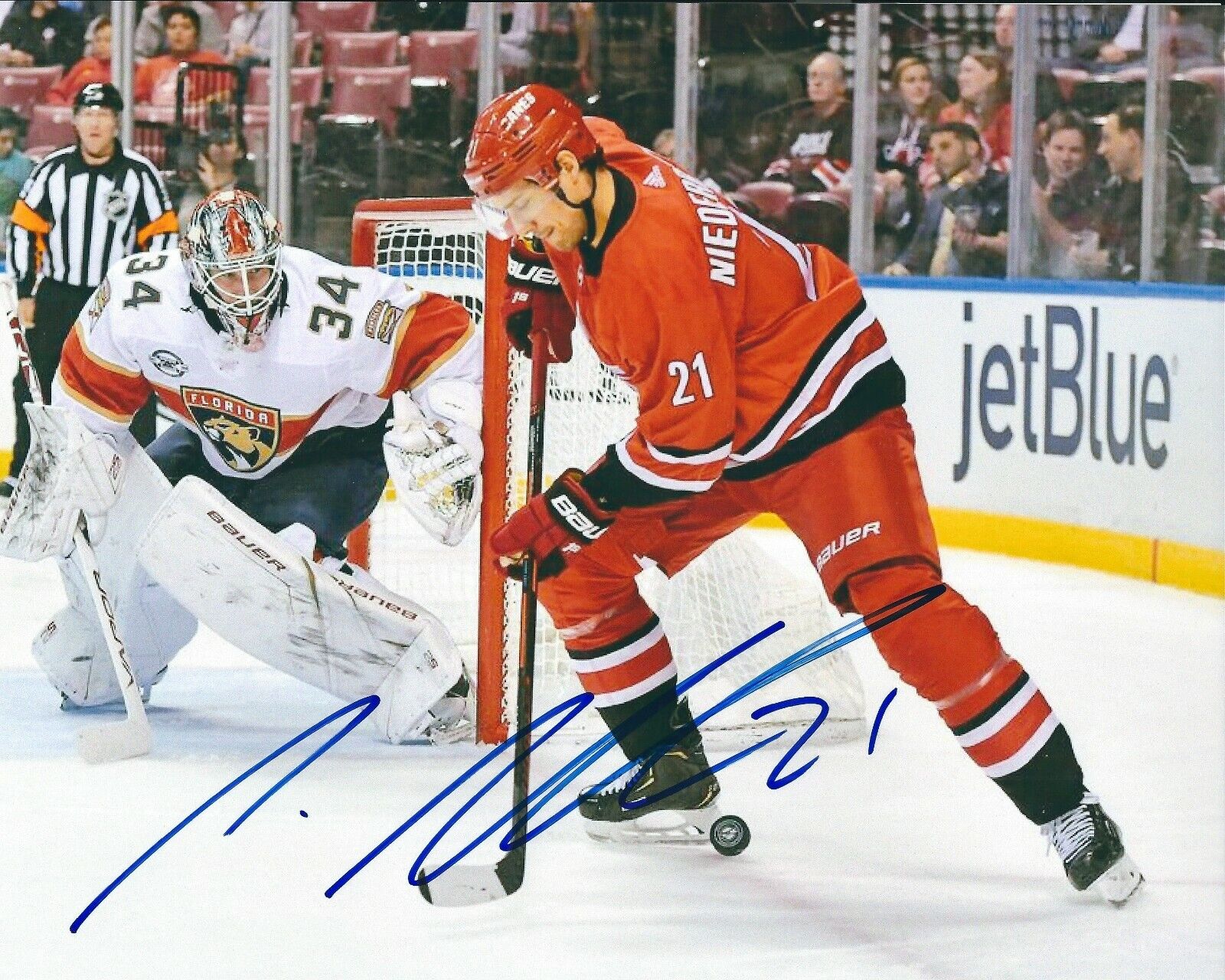 Autographed 8x10 NINO NEIDERREITER Carolina Hurricanes Photo Poster painting - COA