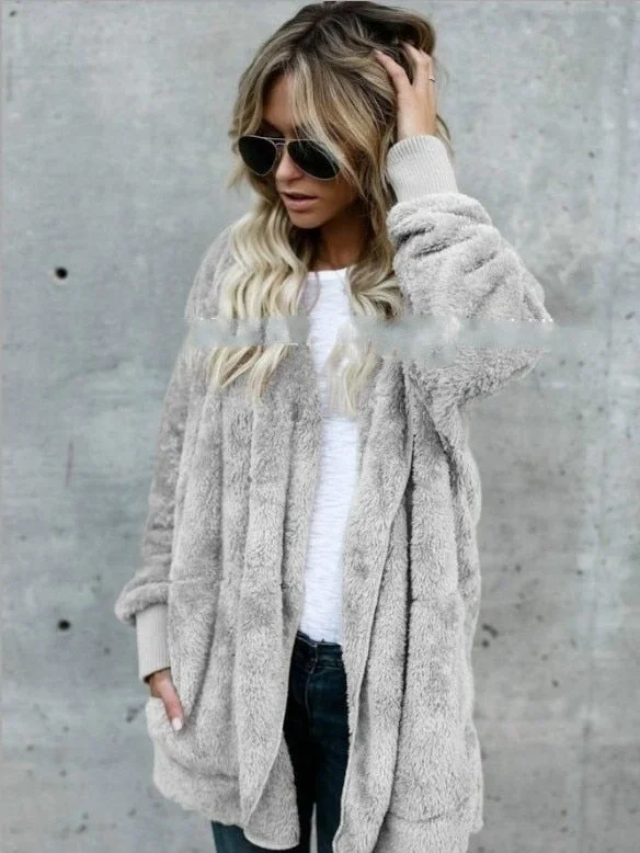 2021 plush warm top mid-length double-sided anti-fur coat oversized sweatshirt