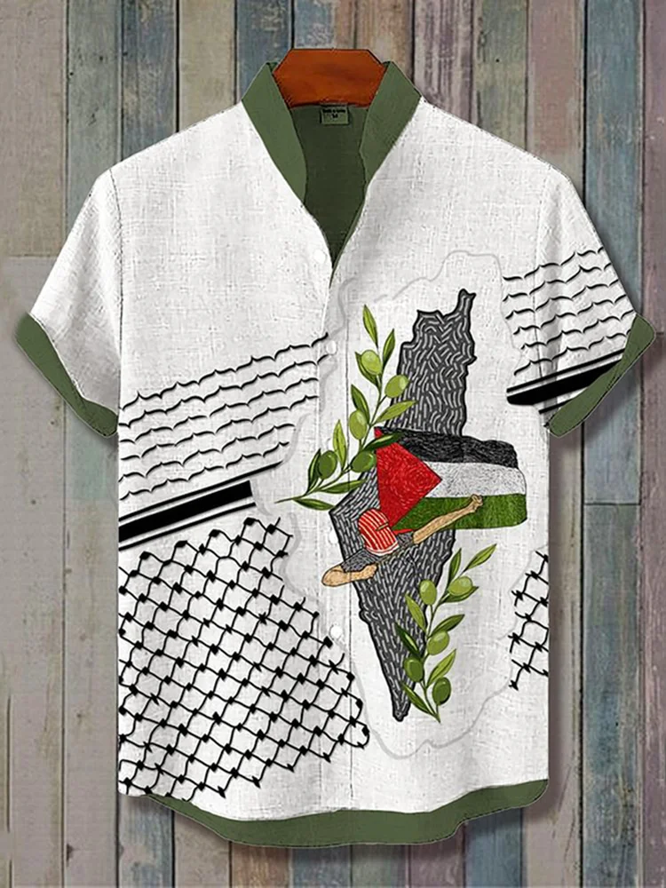 Men's Hope Peace Forever Palestine Art Print Casual Short Sleeve Shirts