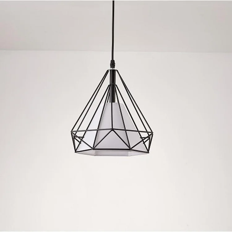 Geometrical Lantern Classic Island Pendant Lights Metal Fabric Ceiling Light - Appledas