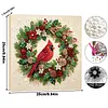 Christmas DIY Special Shape Diamond Painting Pearl Art With Inner Frame Kit 25x25cm(Wreath-wearing Cardinal)