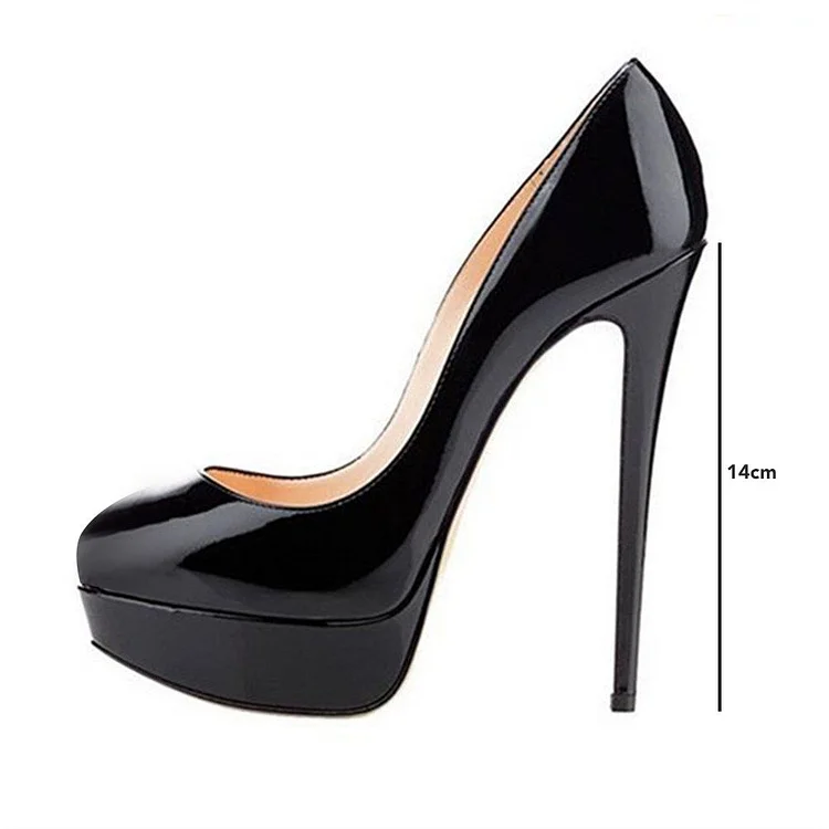 Black Patent Leather Platform High Heel Pumps Vdcoo