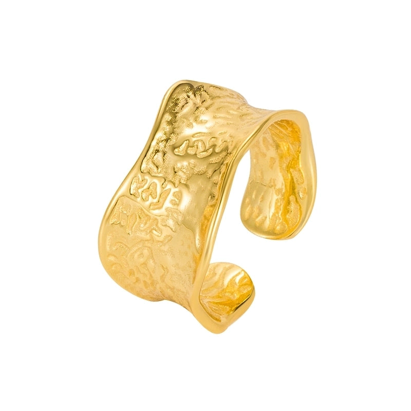 18K Gold Plated Silver Plated 925 Sterling Silver Irregular Solid Color Wide Band Rings Open Rings Rings