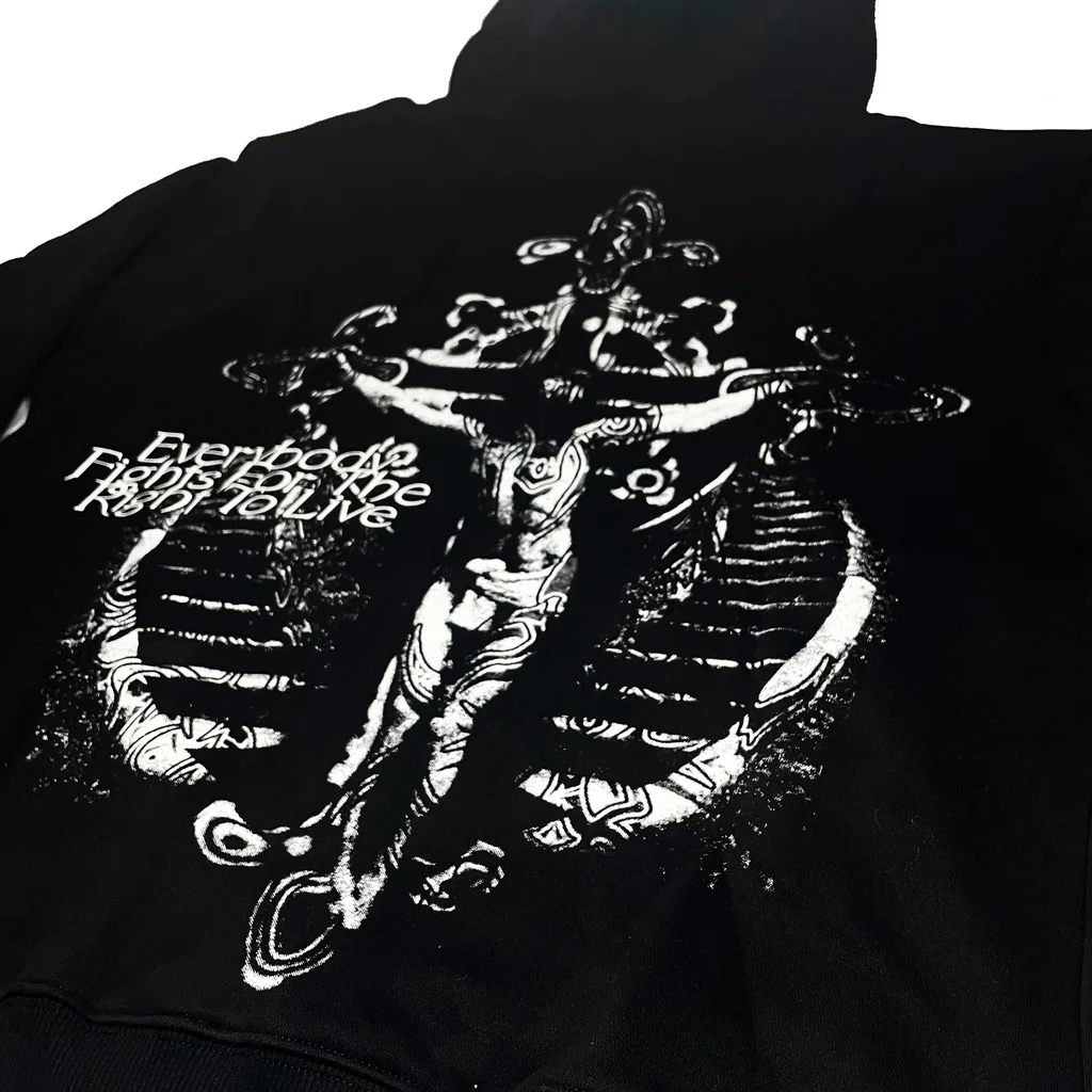 Statement street print long-sleeve zip-up hoodie