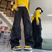 Cgacest American new overalls women summer thin high-waisted straight wide-legged hot girls loose dancing quick-drying casual trousers