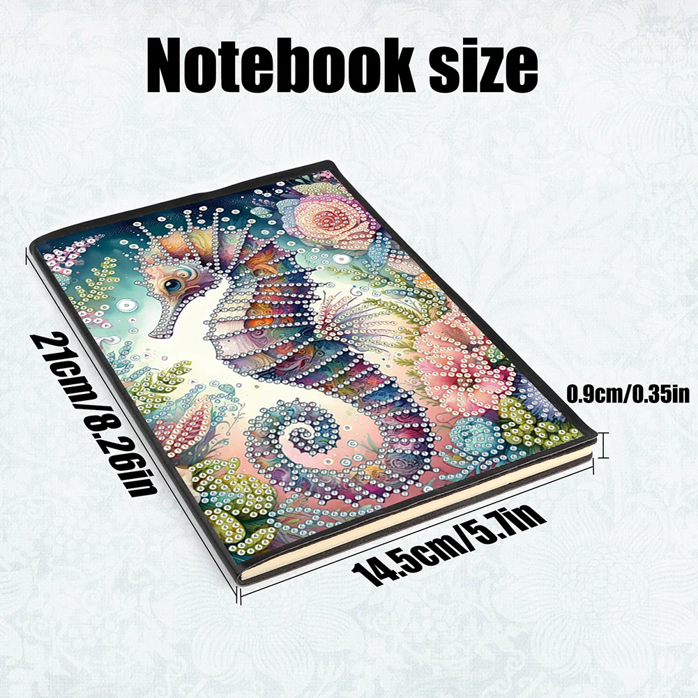 DIY Seahorse Special Shaped Diamond Painting Diary Book 50 Pages for Adults Kids