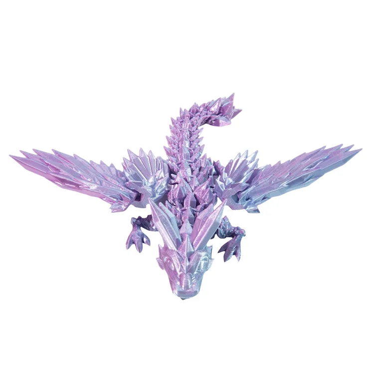 3D Printed Dragon with 2 Flexi Articulated Wings for Collectible Figurines Fans