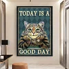 (Big Size)Vintage Poster Cat With Cheek In Hand - 11CT Stamped Cross Stitch - 40*60cm
