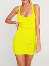 Solid Color Sleeveless Simple Mini Dress