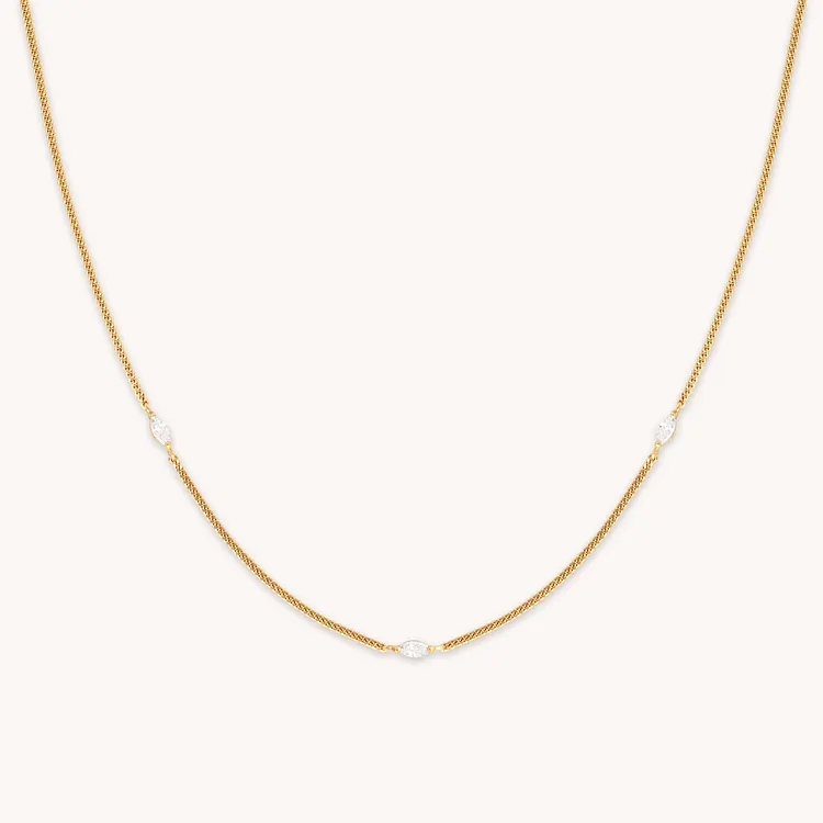 Navette Crystal Necklace in Gold