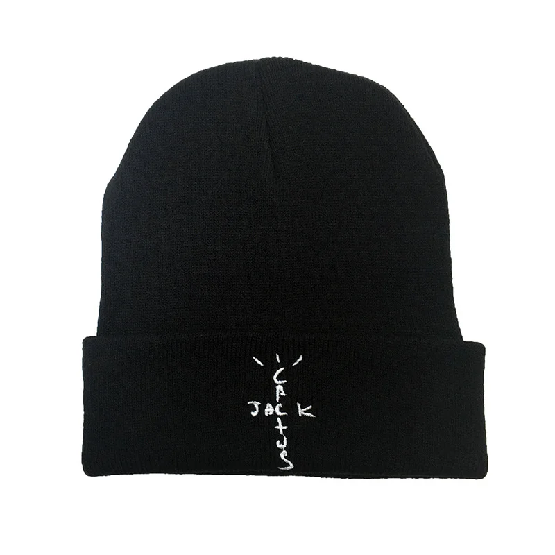 Cactus embroidered warm knitted hat