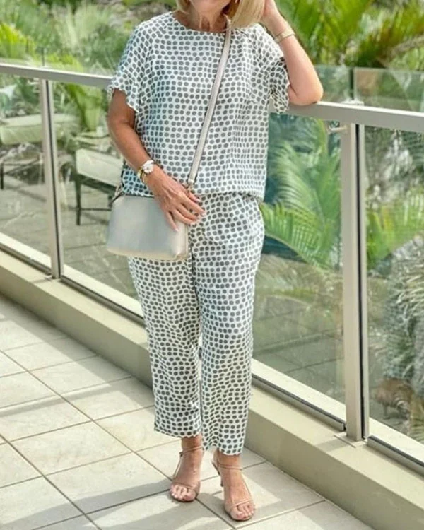Casual Loose Green Fresh Wave Point Suit