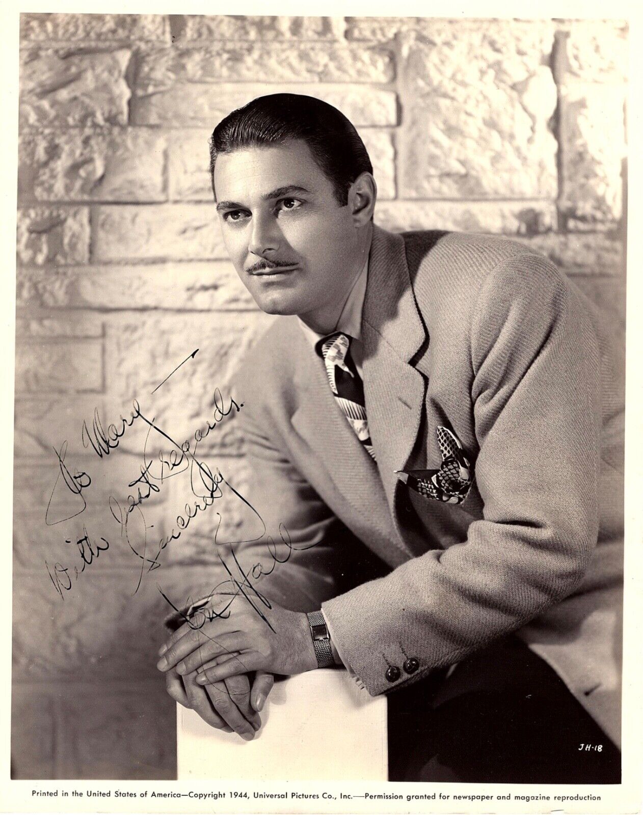 JON HALL AUTOGRAPHED Hand SIGNED 1944 VINTAGE 8X10 Photo Poster painting ACTOR INVISIBLE AGENT