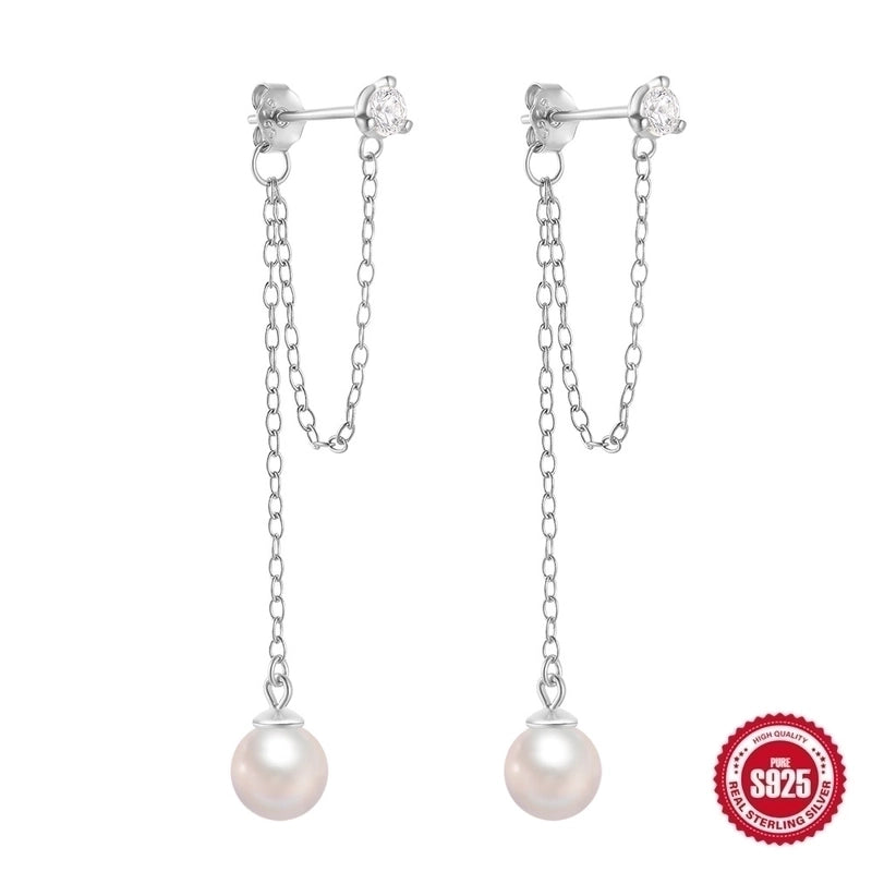 1 Pair 925 Sterling Silver Geometric Solid Color Drop Earrings