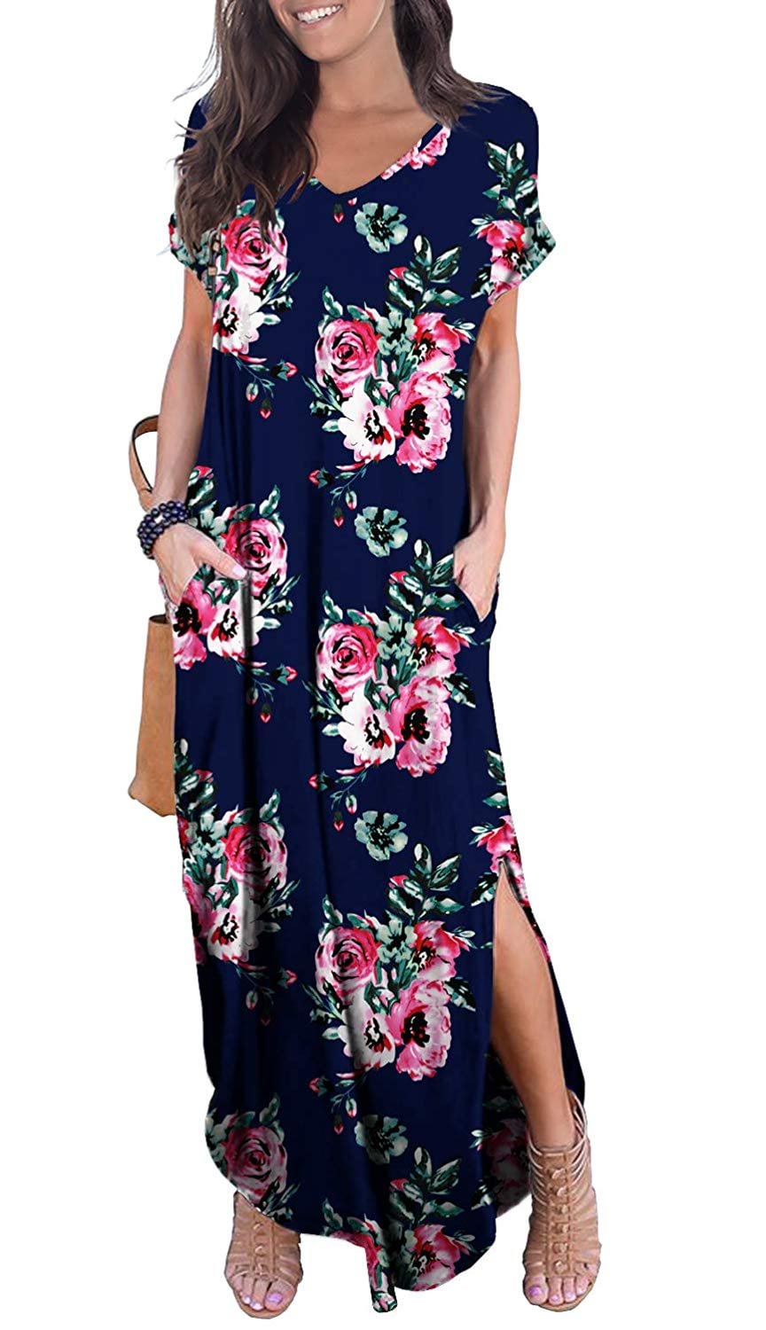 Women's  Short Sleeve Split Maxi Dresses
