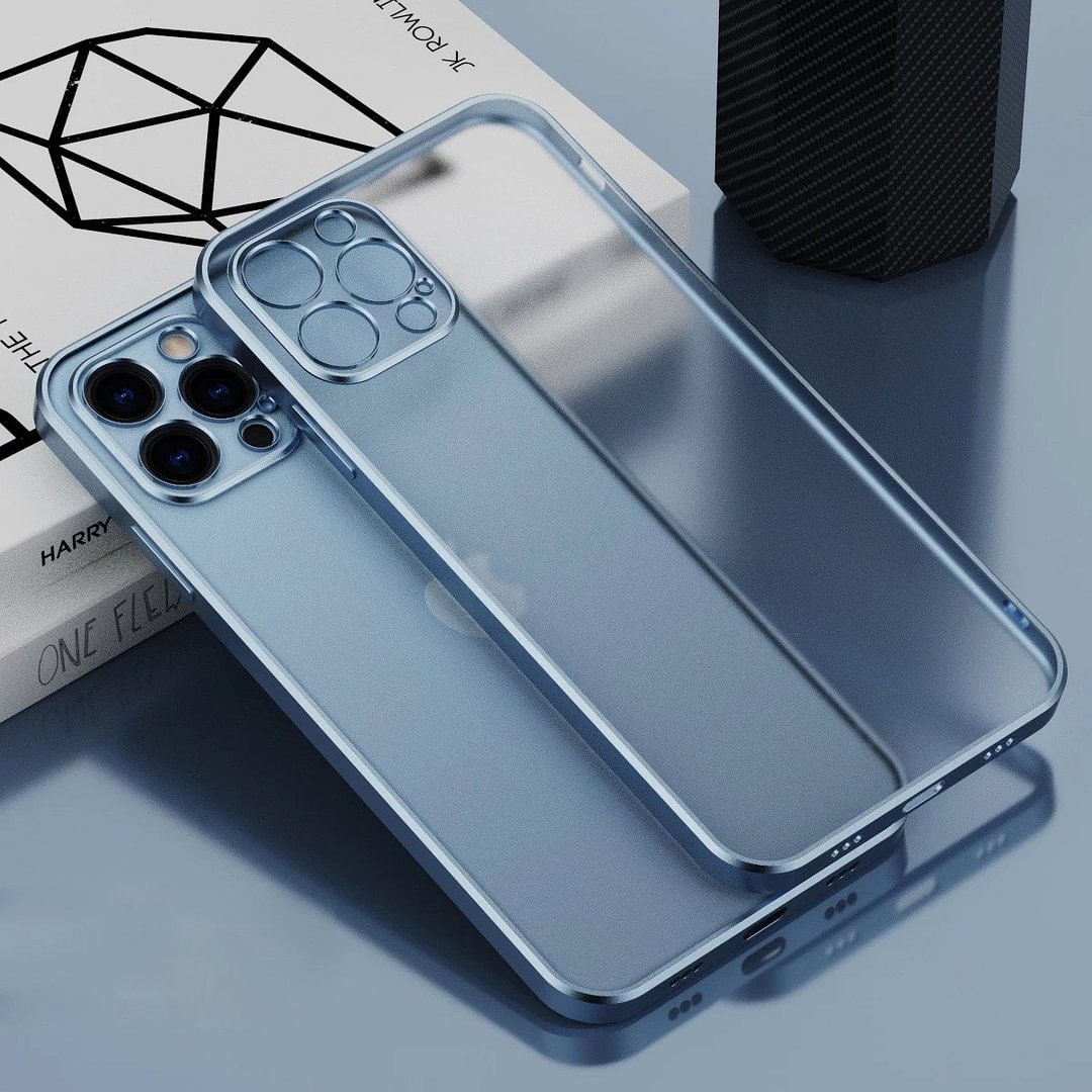 Luxury Plating Sierra Blue Transparent Matte iPhone Case