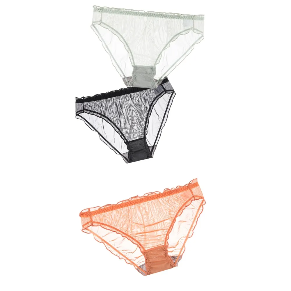 3Pcs Women Sexy Panties Lace Underpants Low-waist Panties Mesh See Through Perspective Briefs Female Fashion Underwear Lingerie