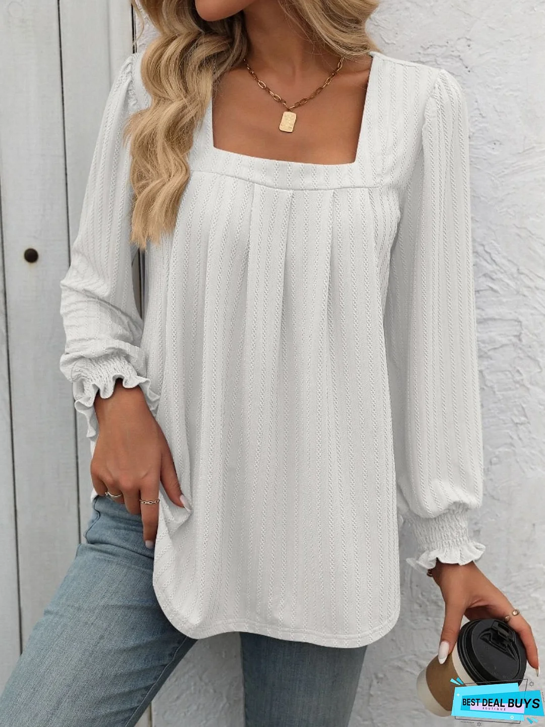 Square Neck Long Sleeve Top